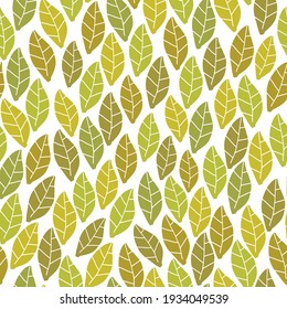 Seamless vintage leaves pattern. white background , yellow and mustard leaves . vector texture. trend print for textiles and wallpaper.