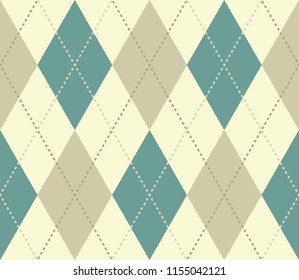 Seamless vintage light argyle classic textile diamonds pattern vector