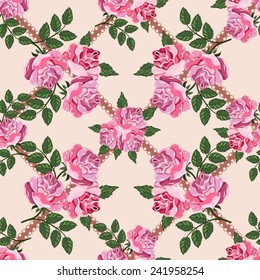 Seamless vintage light background with roses. floral pattern