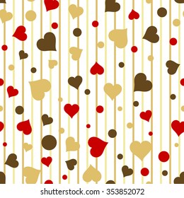 Seamless vintage love red and gold heart background in white. Great for baby announcement, Valentine's Day, Mother's Day, Easter, wedding, scrapbook, gift wrapping paper, textiles.