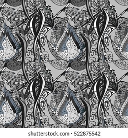 Seamless vintage made old background with flowers. Vector.