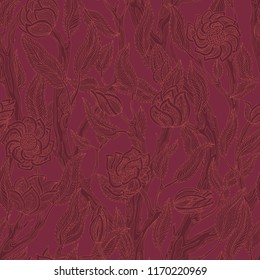 Seamless vintage marsala floral pattern