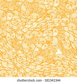 Seamless vintage monochrome orange doodle floral pattern