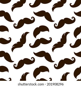 Seamless vintage mustaches on white background