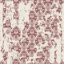Seamless Vintage Oriental Pattern With An Effect Of Attrition. Freehand Drawing. Template Seamless Damask Pattern In Burgundy And Beige Colors. Vector Illustration