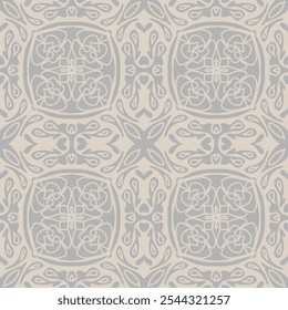 Seamless vintage ornament with geometric elements. Classic decorative background
linocut, tile Vector