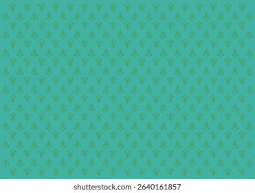 Seamless vintage ornament pattern with lime green damask motifs on emerald background, elegant decorative vector design