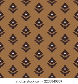 Seamless vintage ornament pattern on brown. Classic motifs element