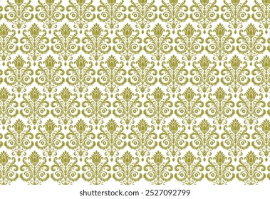 Seamless Vintage Ornamental Floral Motif Pattern with Elegant Swirls, Curls, and Leaf Designs for Textile Fabric, Fashion Apparel, and Luxury Wallpaper