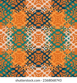 Seamless vintage ornamental watercolor paint pattern for fabric and ceramic tile. Geometric pattern of rhombuses with hearts and flowers.