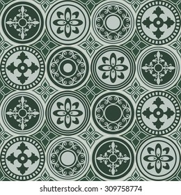 Seamless vintage ornate circles vector pattern. 