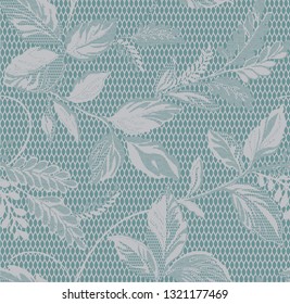 
Seamless vintage;  pastel blue  lace background with floral pattern - Vector