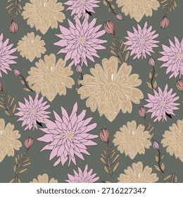 Seamless vintage pastel boho pattern This tileable design is ideal for textiles, fabric prints, wallpapers, fashion patterns, backgrounds, and creative projects seeking a gentle bohemian style.