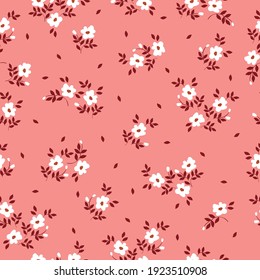 seamless vintage patern. pink background, white flowers. vector texture. trend print for textiles.