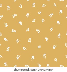 Seamless vintage pattern abstract. beige background. small white flowers and leaves. vector texture. trend print for textiles and wallpaper.
