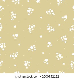Seamless vintage pattern abstract. beige background. white flowers, leaves . vector texture. trend print for textiles and wallpaper.