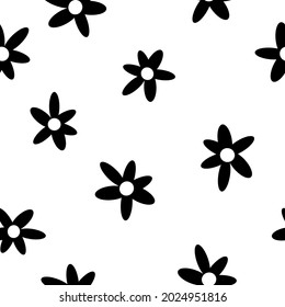Seamless vintage pattern. abstract black flowers on a white background. vector texture. trend print for textiles and wallpaper.