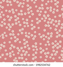 Seamless vintage pattern abstract. dirty pink background. small white flowers. vector texture. trend print for textiles and wallpaper.