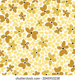 Seamless vintage pattern abstract. mustard flowers and petals on a white background. vector texture. trend print for textiles, wallpaper and packaging.