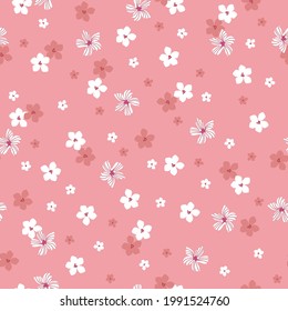 nahtlose Vintage Muster abstrakt . rosafarbener Hintergrund. weiße und dunkelrosa Blumen. Vektorstruktur. modischer Druck für Textilien und Tapeten.