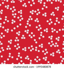 seamless vintage pattern abstract. red background. small white flowers. vector texture. fashion print for textiles.