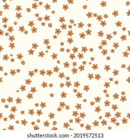 Resumen de patrones vintage sin inconvenientes. flores de terracota pequeñas sobre un fondo blanco. textura vectorial. impresión de tendencia para textiles y papel pintado.