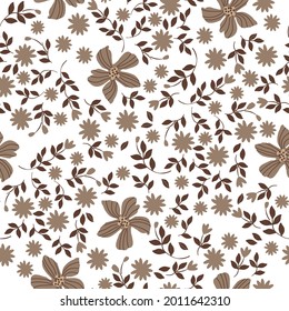 Seamless vintage pattern abstract. white background. brown ornament of plants and flowers. vector texture . trend print for textiles and wallpaper.
