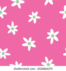 Seamless vintage pattern . abstract white flowers on a pink background. vector texture. trend print for textiles and wallpaper.