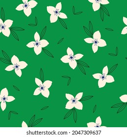 Resumen de patrones vintage sin inconvenientes. espléndido contorno de hojas blancas y negras. fondo verde claro. textura vectorial. impresión de tendencia para textiles, papel pintado y embalaje.