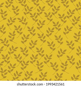 Resumen de patrones vintage sin inconvenientes. fondo amarillo. hojas de mostaza. textura vectorial. impresión de tendencia para textiles y papel pintado.