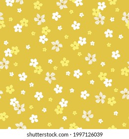 Seamless vintage pattern abstract. yellow background. yellow and white flowers . vector texture. trend print for textiles and wallpaper.