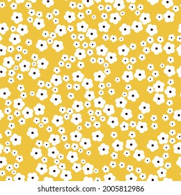 Seamless vintage pattern abstract. yellow background. white flowers. vector texture. trend print for textiles and wallpaper.