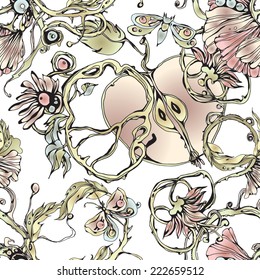 Seamless vintage pattern with apples