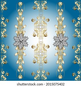 Seamless. Vintage pattern with arabesques. Traditional classic ornament. Pictures in neutral, beige and blue colors. Vector. Oriental nice pattern with arabesques and floral elements.