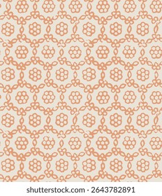 Seamless vintage pattern. Background with beautiful elements geometric dark orange circle doted block print pattern on white background used for textile, wallpaper,card.