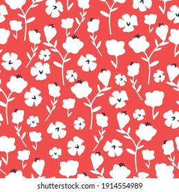 Patrón vintage sin foco. bonito fondo. los adornos blancos decoran los brotes de las flores. textura vectorial. impresión para textiles y papel pintado.