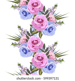 Seamless vintage pattern with beautiful roses. Hand-drawn floral background for textile, cover, wallpaper, gift packaging, printing.Romantic design for calico.