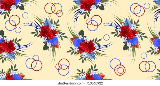 Seamless vintage pattern with beautiful  roses. Hand-drawn floral background for textile, cover, wallpaper, gift packaging, printing.Romantic design for calico.
