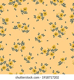 seamless vintage pattern. beige background. mustard flowers. vesani bouquet.vector texture. trend print for textiles and wallpaper.