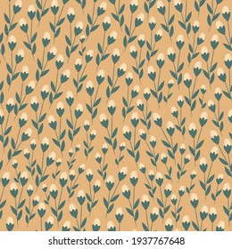 patrón vintage sin costura. fondo beige. plantas de primavera. textura vectorial. impresión de tendencia para textiles y papel pintado.