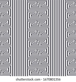 Seamless vintage pattern from black and white stripes. Vector vertical striped pattern