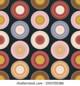 Patrón vintage sin inconvenientes con formas geométricas de negrita en círculo en estilo clásico