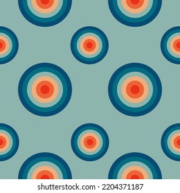 Seamless Vintage pattern with circles in the style of the 70s and 60s. Vector illustration
