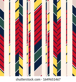Seamless vintage pattern from colorful stripes. Vector vertical striped pattern