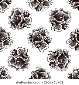 Seamless vintage pattern of coral reef in brown ink engraving style. Marine nature sketch ideal for nautical packaging, textile and decorative surface design.