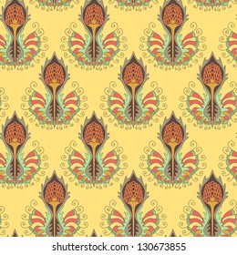 Seamless vintage pattern with curled flowers. Vector illustration