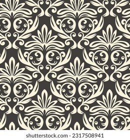 Patrón vintage sin foco con rizos. Papel de escritorio de estilo barroco. Ornamento floral. Origen étnico tribal. Ilustración vectorial, diseño de plantilla para tela, embalaje, tarjeta, tela.