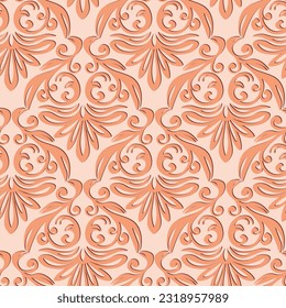 Seamless vintage pattern with curls. Wallpaper in the style of Baroque. Floral ornament. Ethnic tribal background. Vector illustration, template design for cloth, packaging, card, fabric.