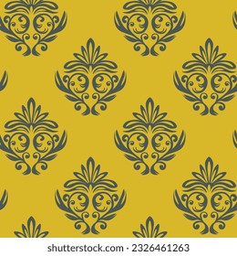 Patrón vintage sin foco con rizos. Papel de escritorio de estilo barroco. Ornamento floral. Origen étnico tribal. Ilustración vectorial, diseño de plantilla para tela, embalaje, tarjeta, tela.