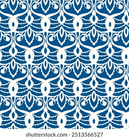 Seamless vintage pattern with curls. Wallpaper in the style of Baroque. Floral ornament. Ethnic tribal background. Vector illustration, template design for cloth, packaging, card, fabric.